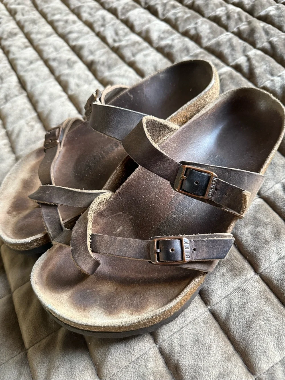 Birkenstock Mayari Brown Leather Double Strap Sandals Size 38